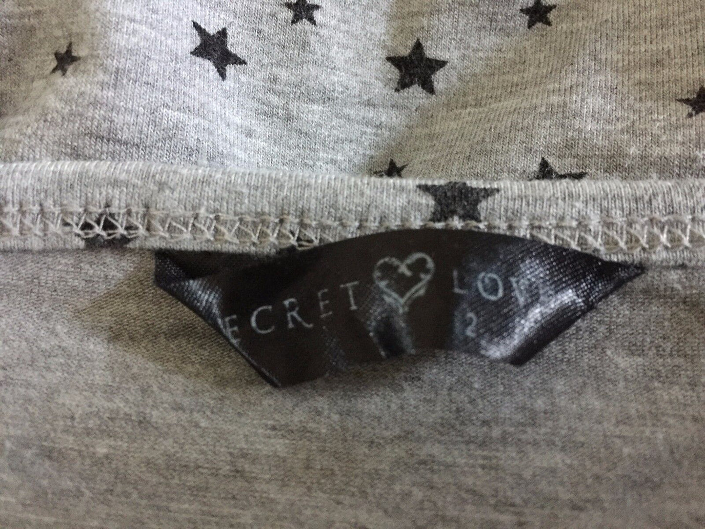 SECRET LOVE Baby Doll Nightie Marl Grey & Black Star Print Ladies Size 12