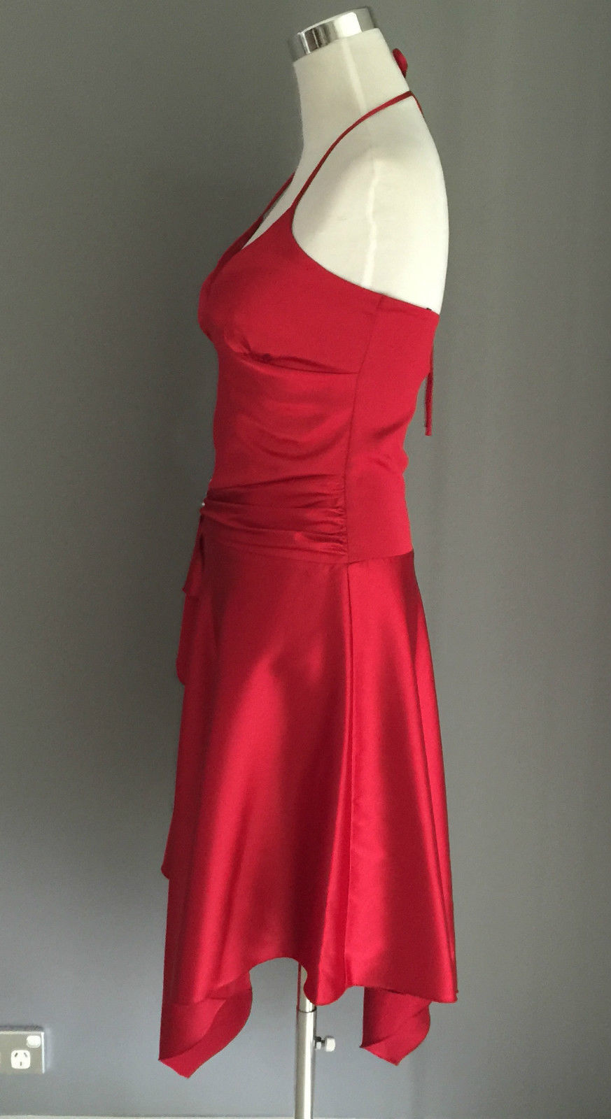 PURPLE PATCH by MR K Halter Neck Dress Burgundy Satin Sizes 8 10 12