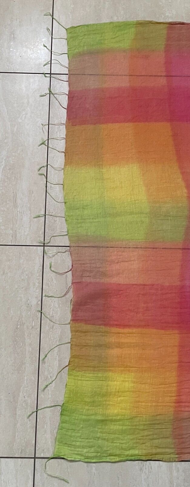 SARONG Tie Dye Neck Scarf Fringed Lightweight Wrap Shawl Lime Pink Orange