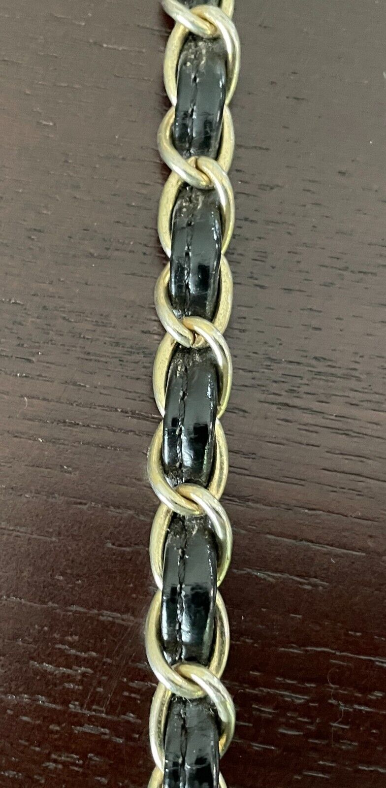 Replacement Shoulder Strap Black PU Entwined With Gold Tone Chain 121cm Long