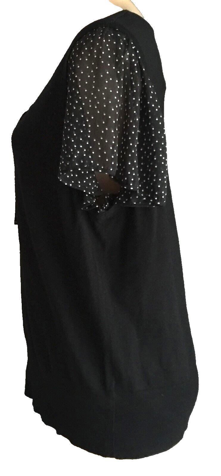F&F Top Short Sleeve Blouse Black & White Polka Dot Beautiful Plus Size 20
