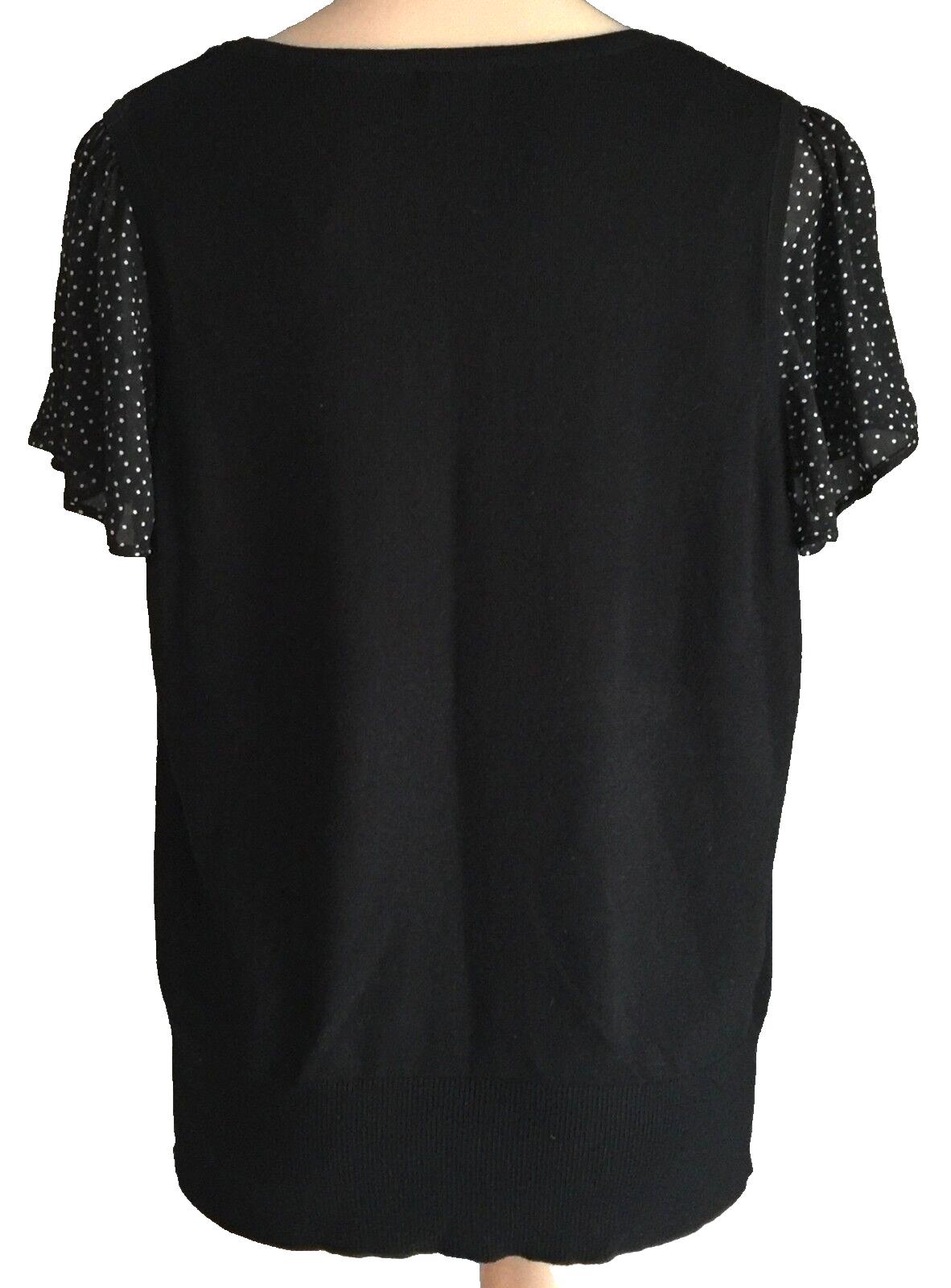 F&F Top Short Sleeve Blouse Black & White Polka Dot Beautiful Plus Size 20