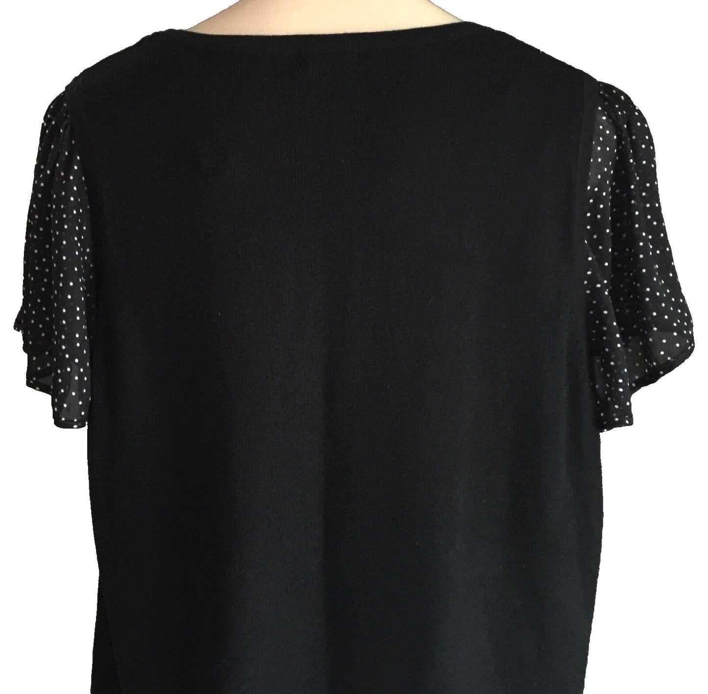 F&F Top Short Sleeve Blouse Black & White Polka Dot Beautiful Plus Size 20
