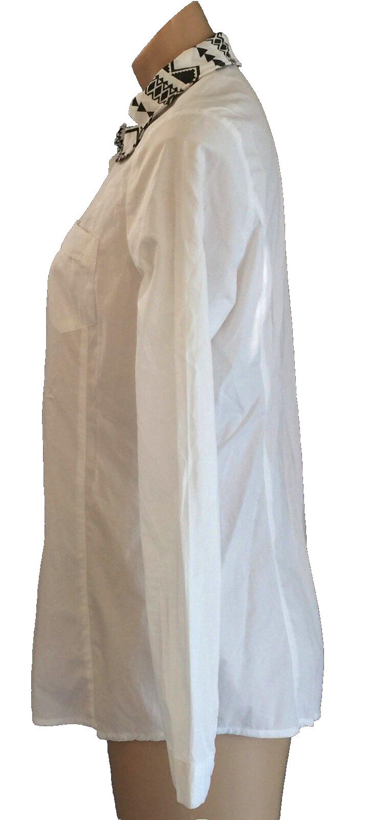 MY WARDROBE Shirt Fitted Button Front White Long Sleeve Top Blouse Size L 12