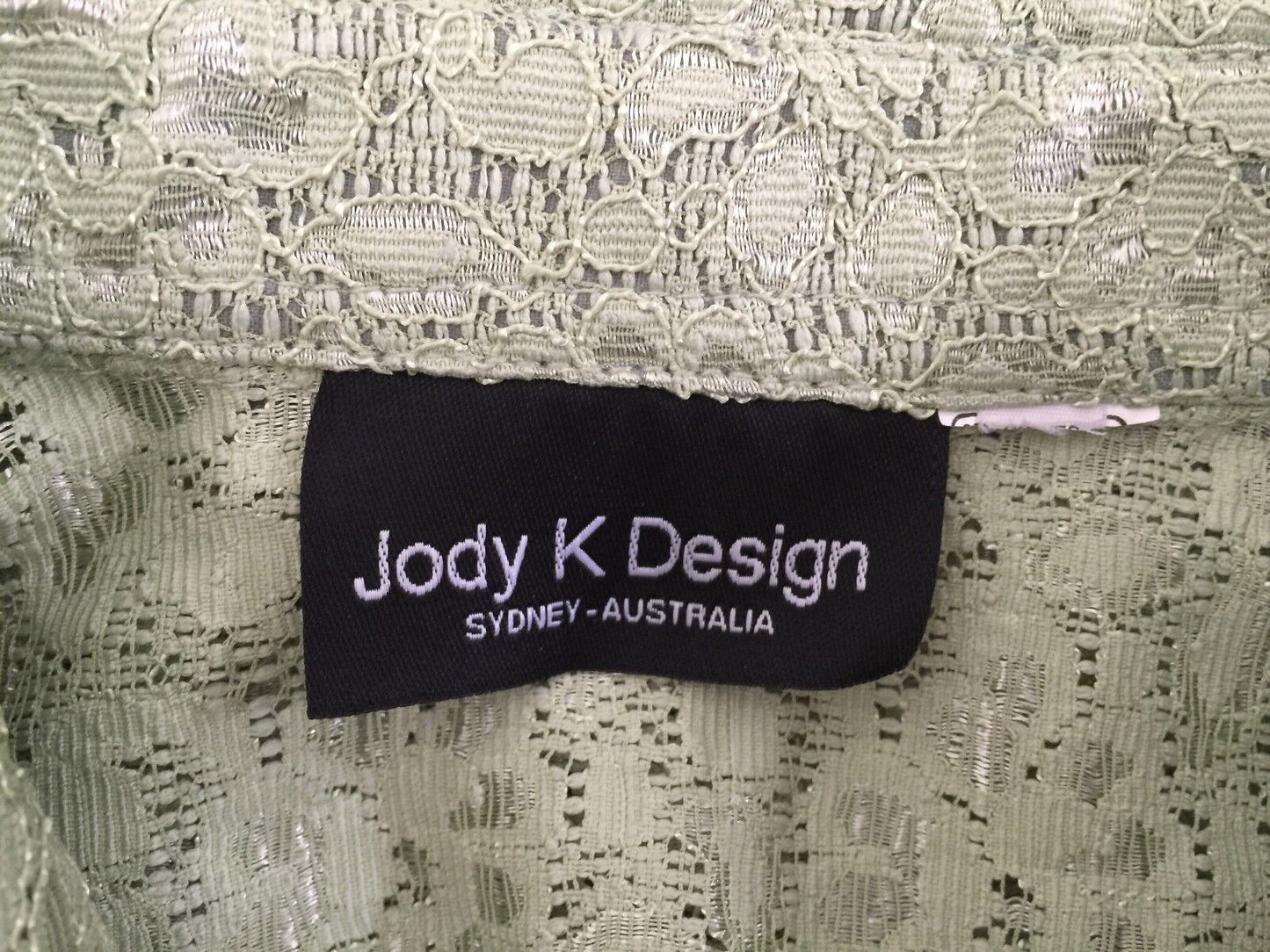 JODY K DESIGN Shirt Light Sage Green Lace 3/4 Sleeve Blouse Top Sz 12 Retro NEW