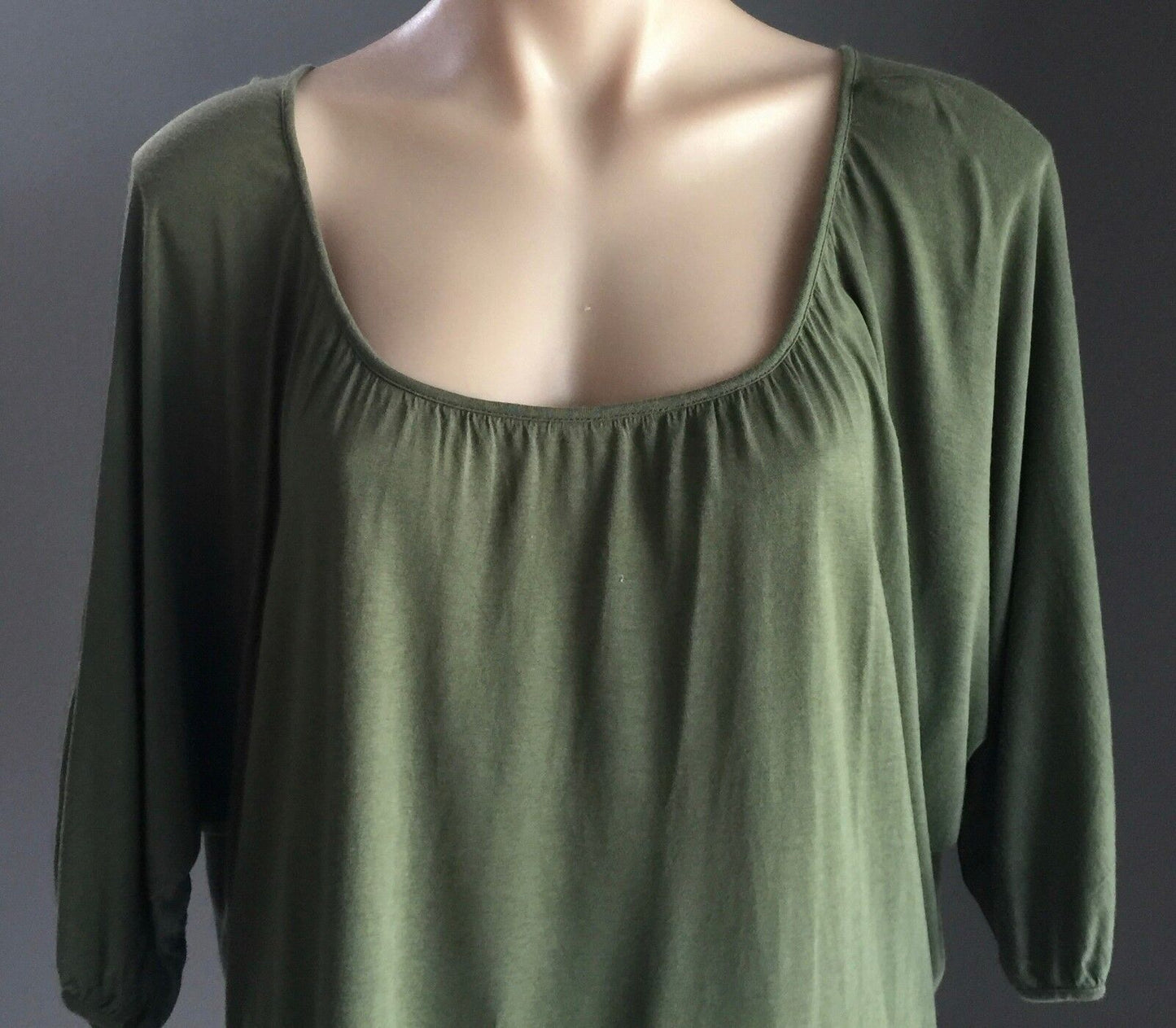 WITCHERY Top Khaki Casual 3/4 Sleeve Dolman Blouse Ladies Size M 12