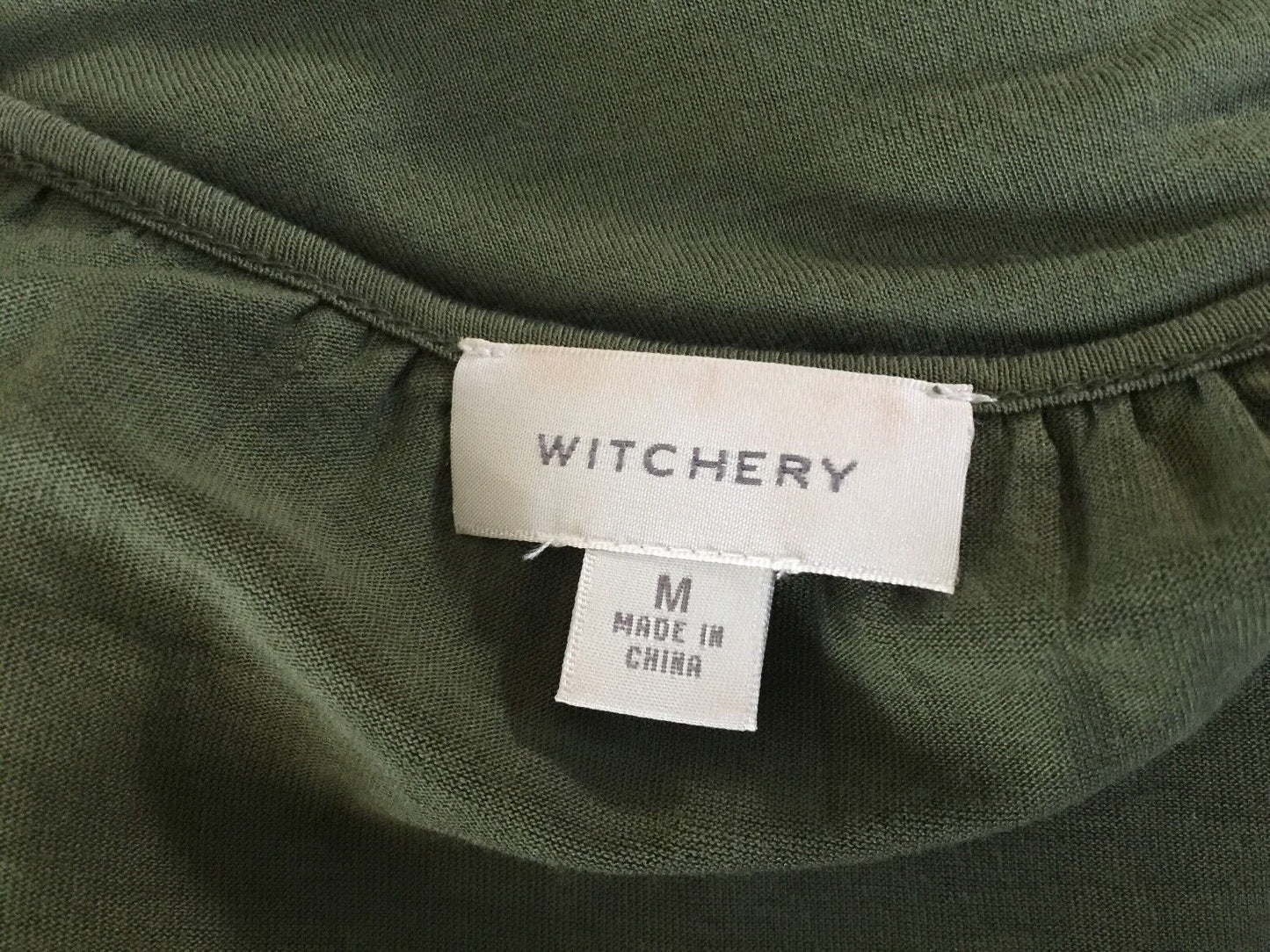 WITCHERY Top Khaki Casual 3/4 Sleeve Dolman Blouse Ladies Size M 12