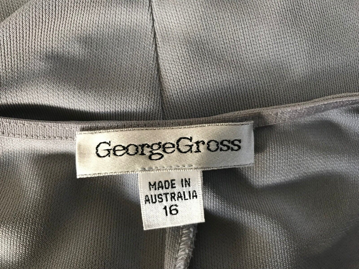 GEORGE GROSS Top Lace Trim Long Sleeve Stretch Dove Grey Sz 16 AU 12 14 Vintage
