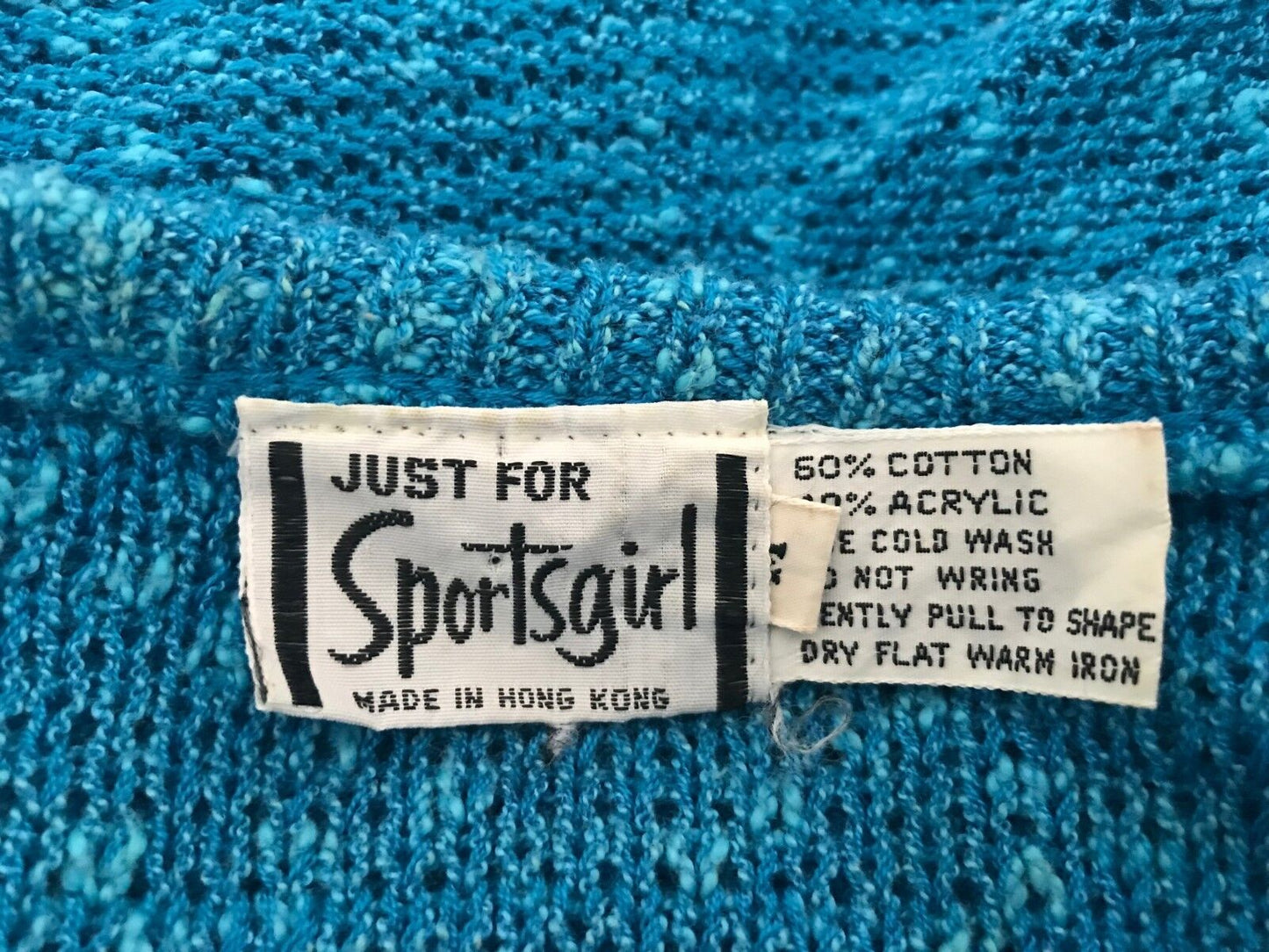 SPORTSGIRL Jumper Bright Blue Marl Knit Long Sleeve Light Sweater Sz M 10 Retro