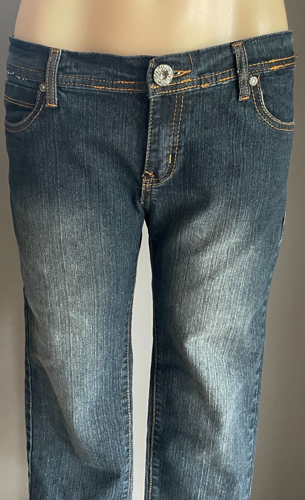 Size 14 Jeans JAG Blue Denim Mid Rise Slim Fit Cropped Length Ladies 32 in Waist