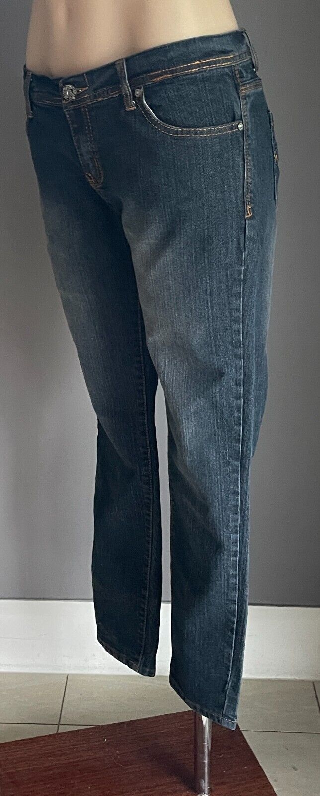 Size 14 Jeans JAG Blue Denim Mid Rise Slim Fit Cropped Length Ladies 32 in Waist