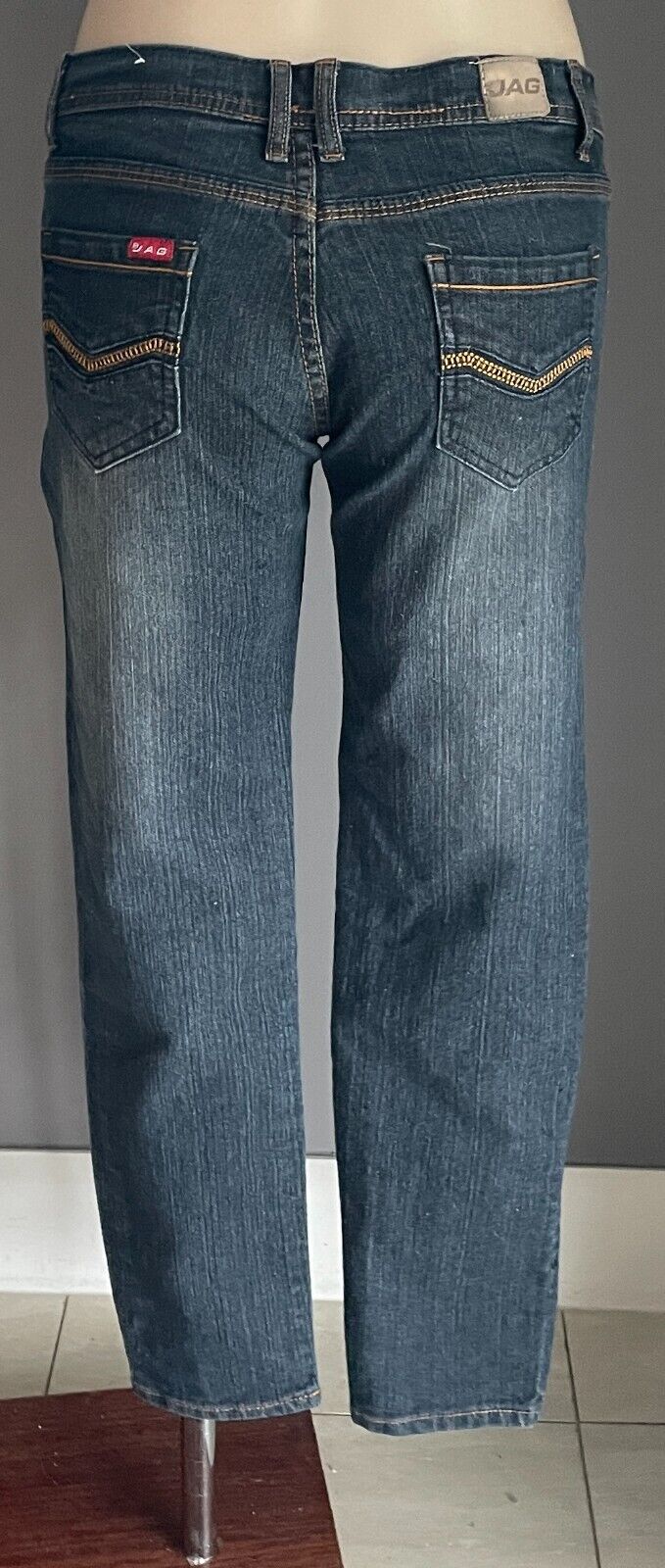Size 14 Jeans JAG Blue Denim Mid Rise Slim Fit Cropped Length Ladies 32 in Waist