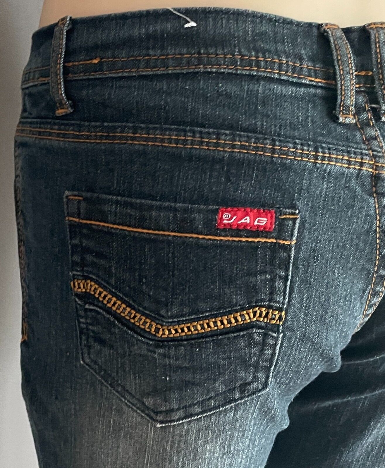 Size 14 Jeans JAG Blue Denim Mid Rise Slim Fit Cropped Length Ladies 32 in Waist