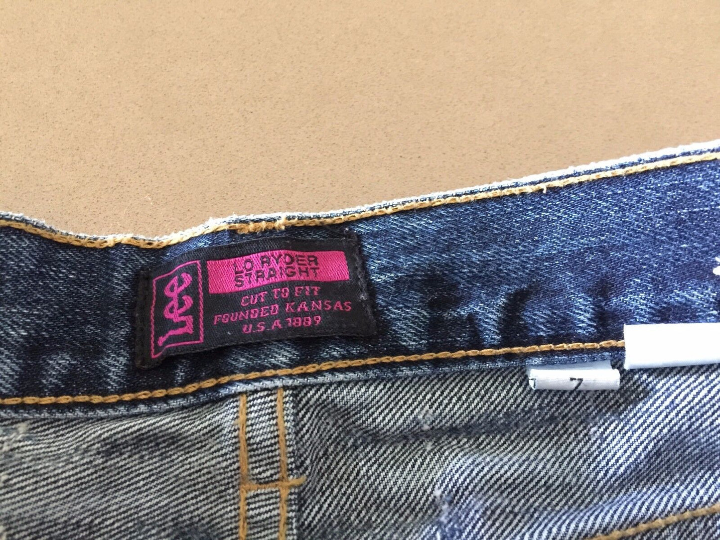 LEE "Lo Ryder Straight" Jeans Distressed Blue Denim Ladies Size 7 EUC