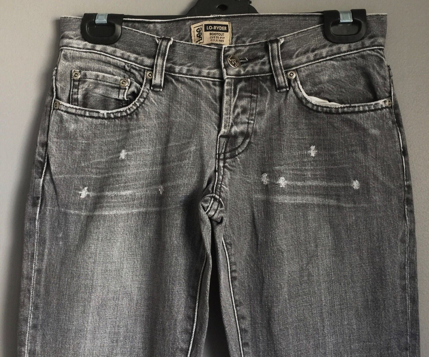 LEE "Lo Ryder Bootcut" Jeans Distressed Grey Wash Denim Ladies Size 7 5 Pocket