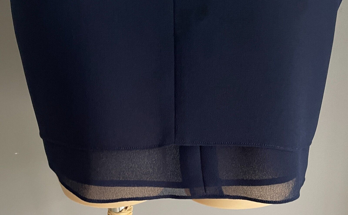 JAKI K Navy Short Sleeve Layered Blouse Plus Size 20 Decorative Buttons Zip Back