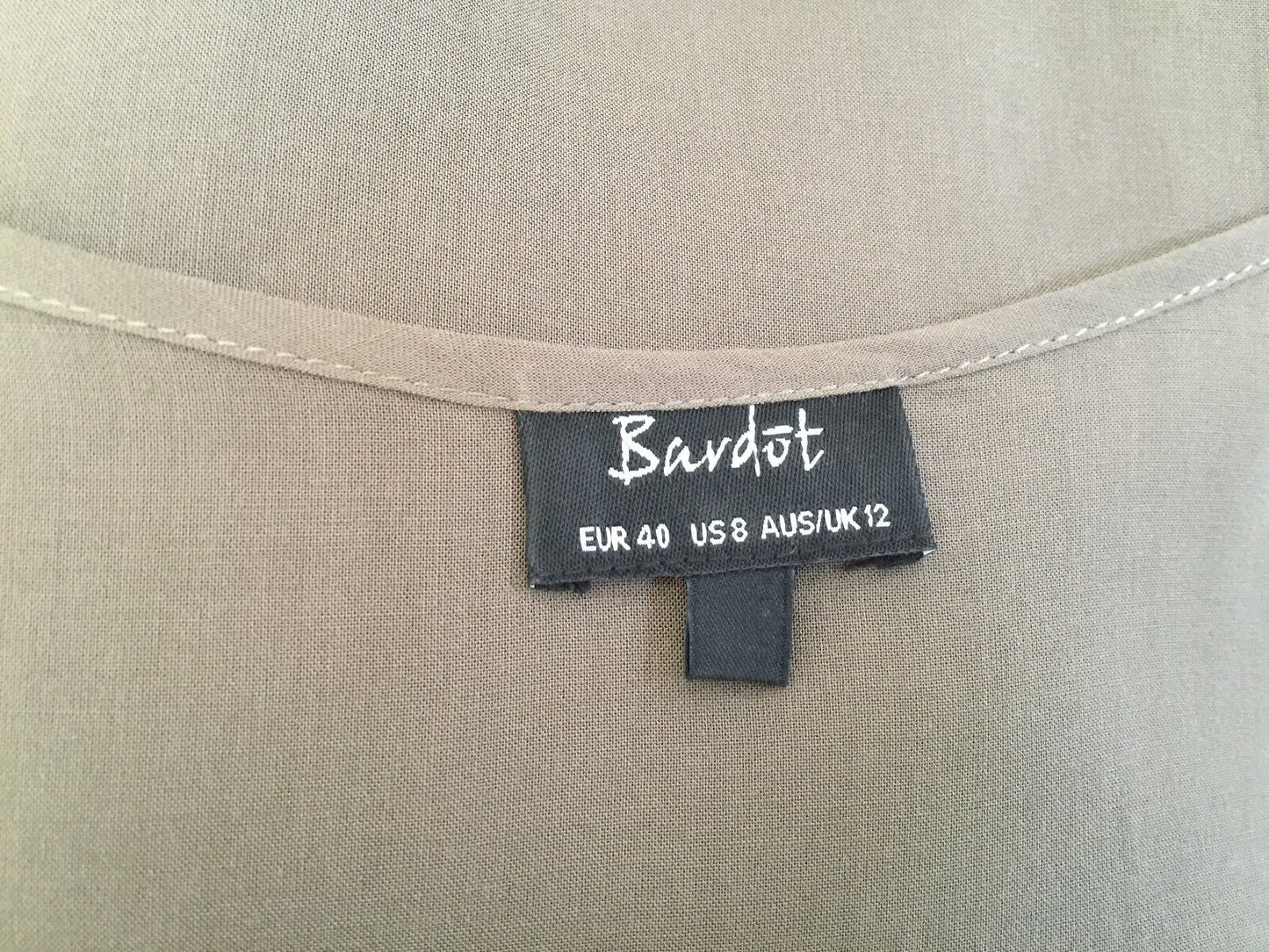 BARDOT Tank Top Khaki Green SleevelessSmart Casual Singlet Size 12 Gorgeous