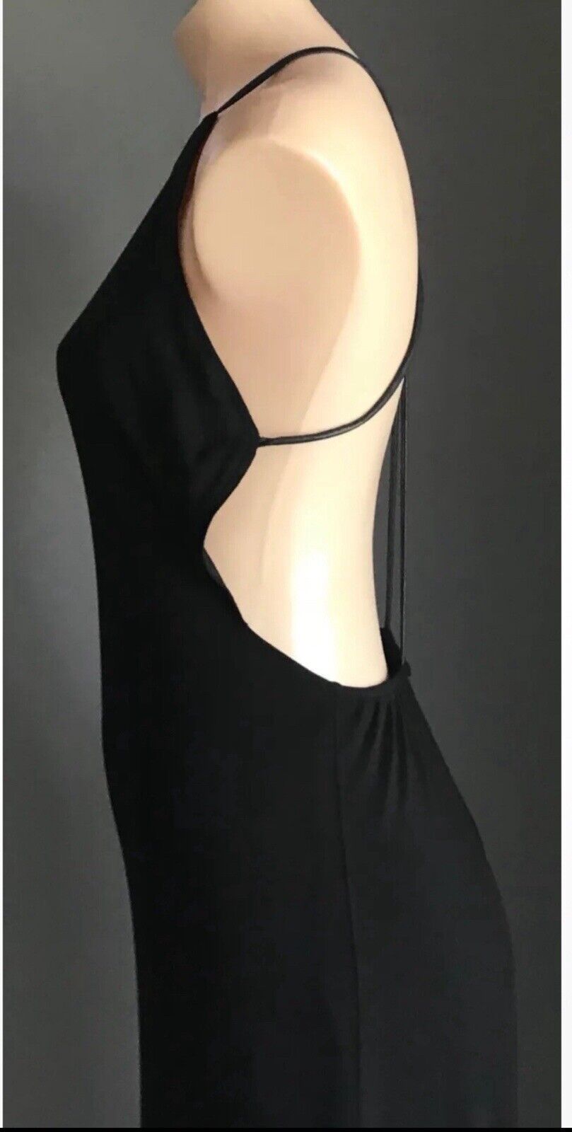 BARDOT Maxi Dress Black Open Back PU Straps Side Slit Gown Ladies Size 10