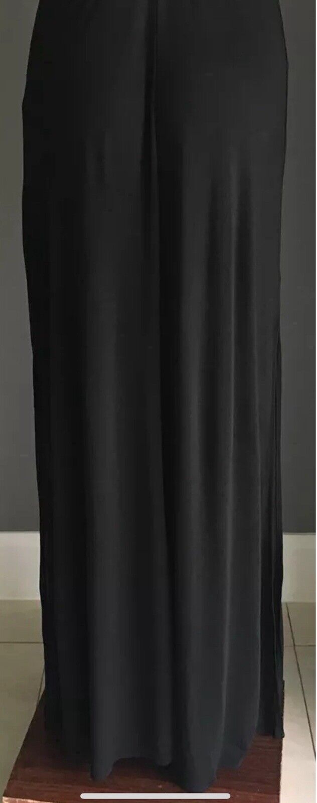 BARDOT Maxi Dress Black Open Back PU Straps Side Slit Gown Ladies Size 10