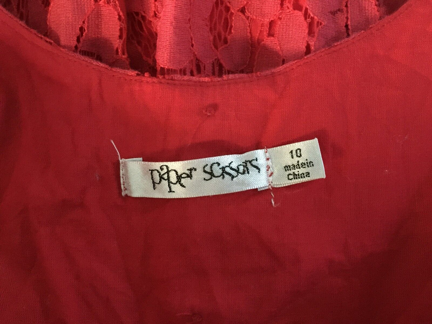 PAPER SCISSORS Dress Red Lace Sleeveless Skater Size 10 - Retro Vibe