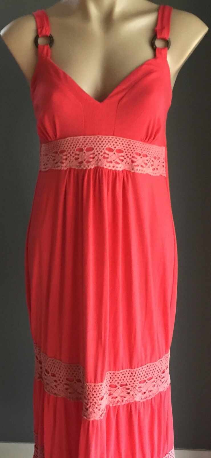 CROSSROADS Maxi Dress Crochet Tier Frock Long Boho Ladies Size S 10