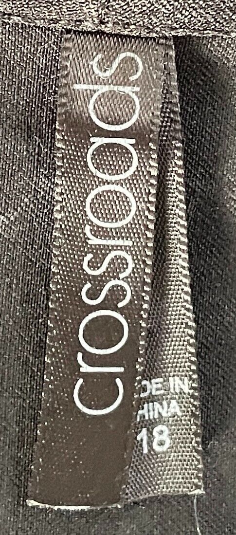 CROSSROADS Jacket Black Stretch Bengaline Size 18 Zip Pockets Collarless