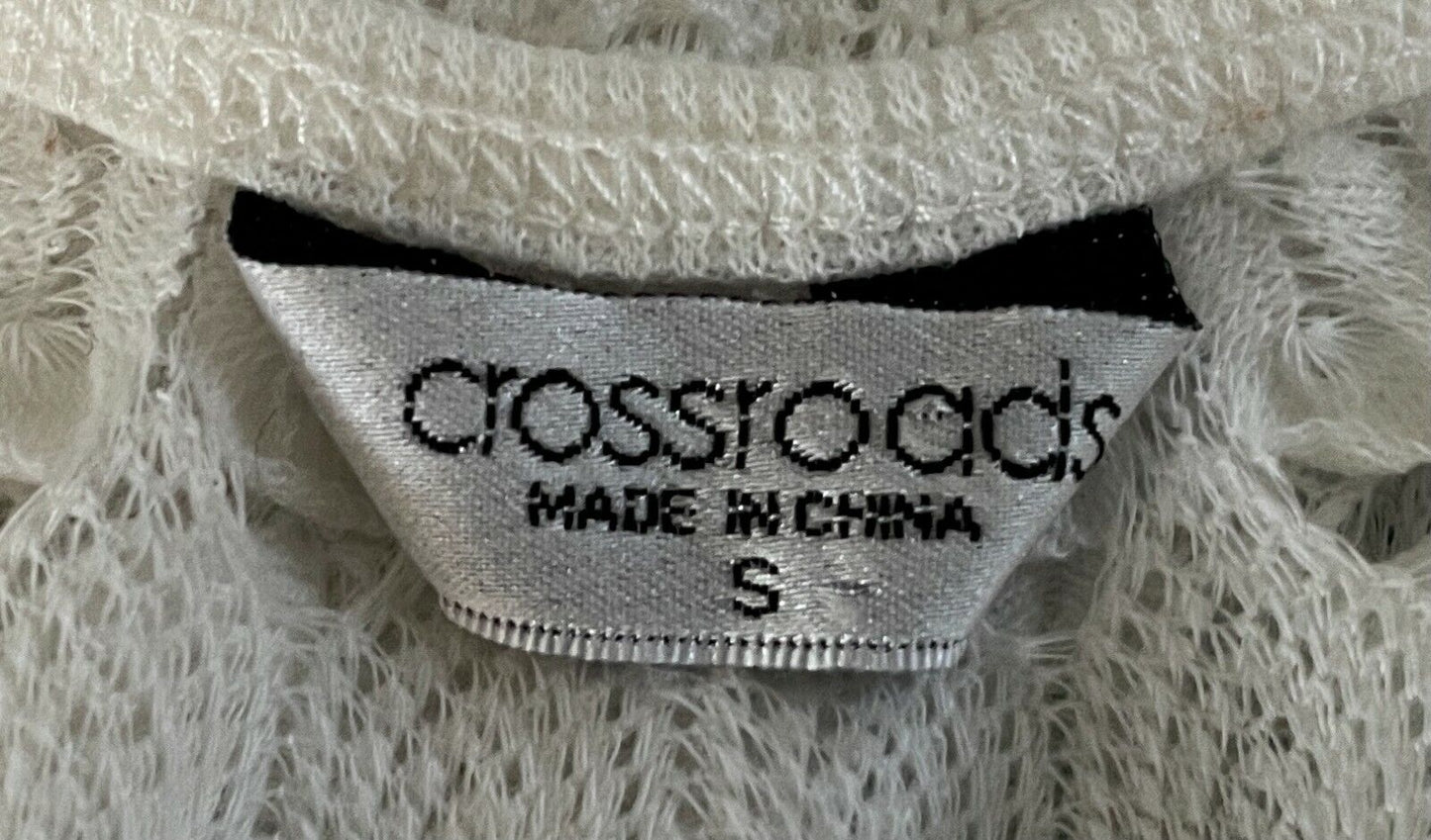 CROSSROADS Top White Lace Sleeveless Racer Back Crochet Look Ladies Size S 10