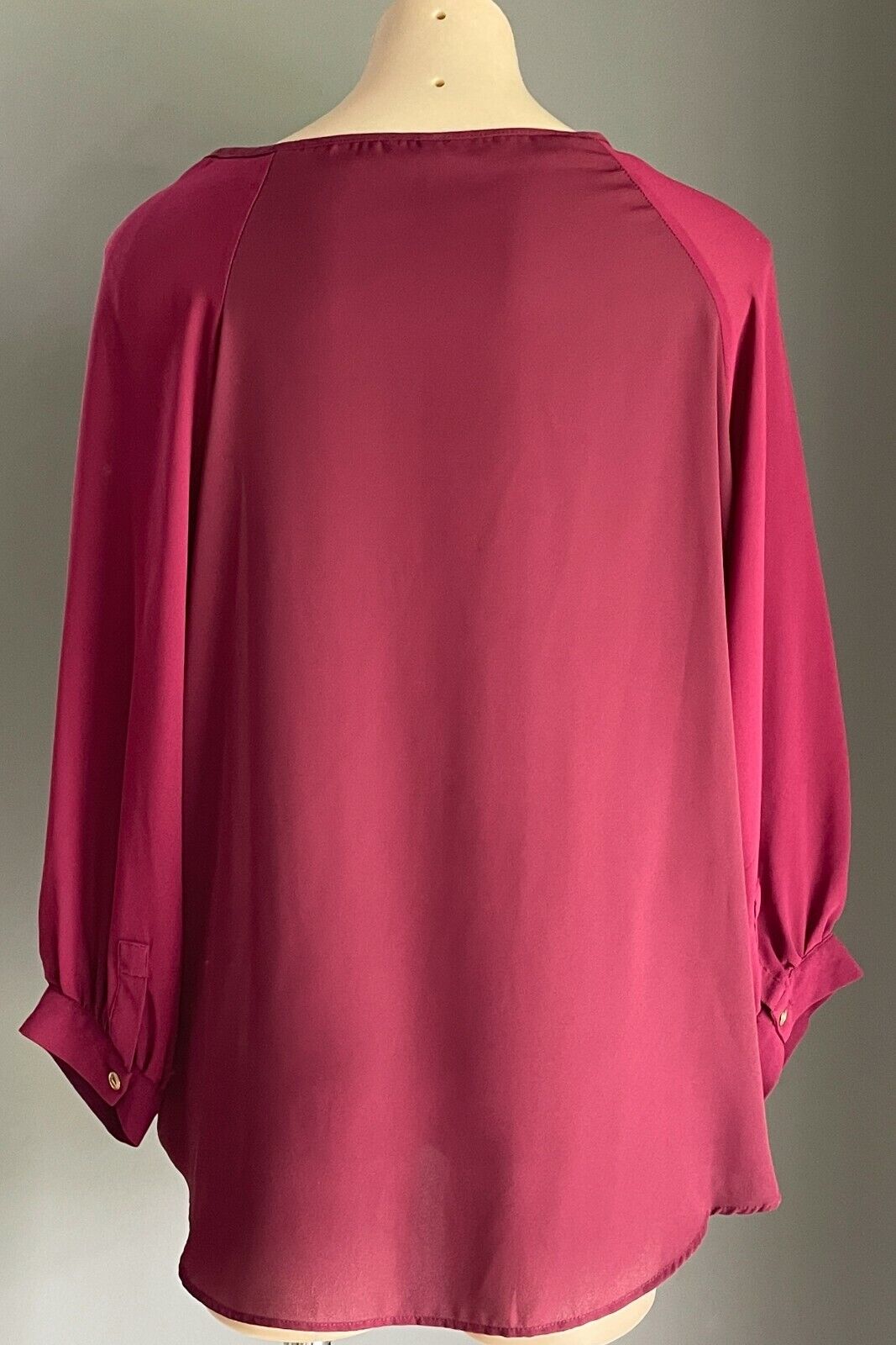 CROSSROADS Top Drape Front Blouse Burgundy 3/4 Sleeve Ladies Size 18 Stunning!