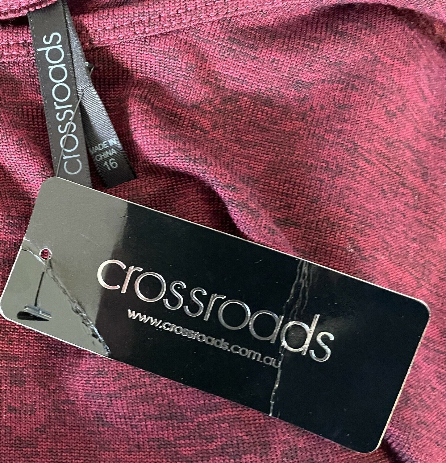 CROSSROADS Top Berry Marl Cap Sleeve Blouse Ladies Size 18 Shoulder Ladder NEW
