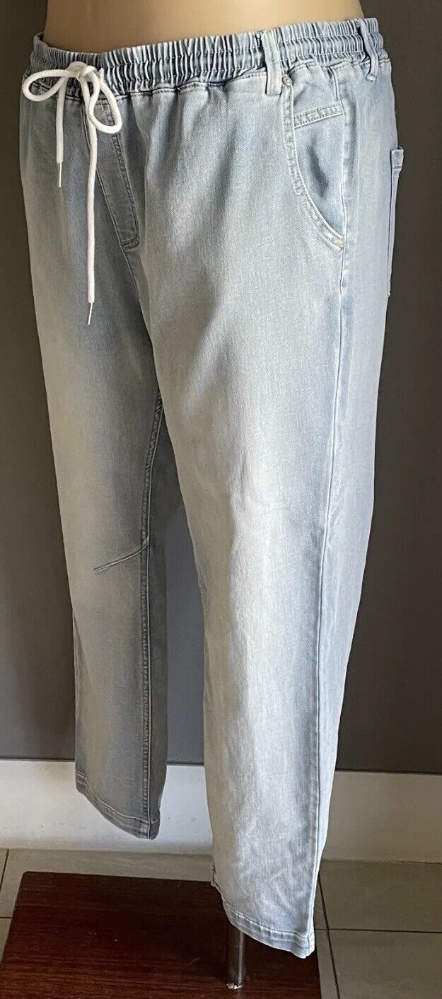 VIRTUELLE TS Joggers Faded Blue Denim Relaxed Fit Elastic Waist Pants Plus Sz 20
