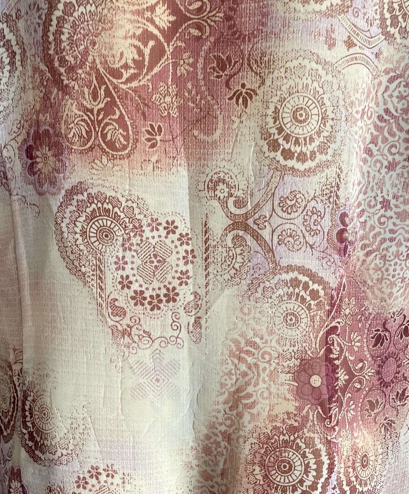 WOMBAT Semi Sheer Blouse Pink Purple Off White Burgundy 3/4 Sleeve Size 3XL NEW