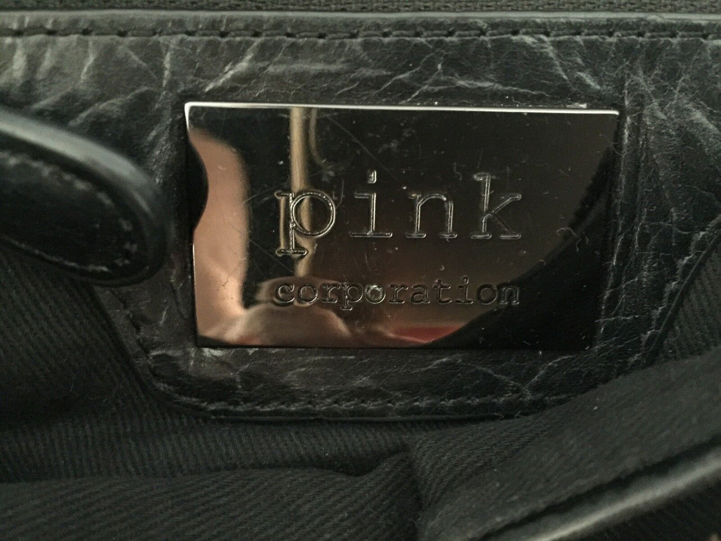 PINK CORPORATION Shoulder Bag Black Leather Crossbody Handbag Stylish