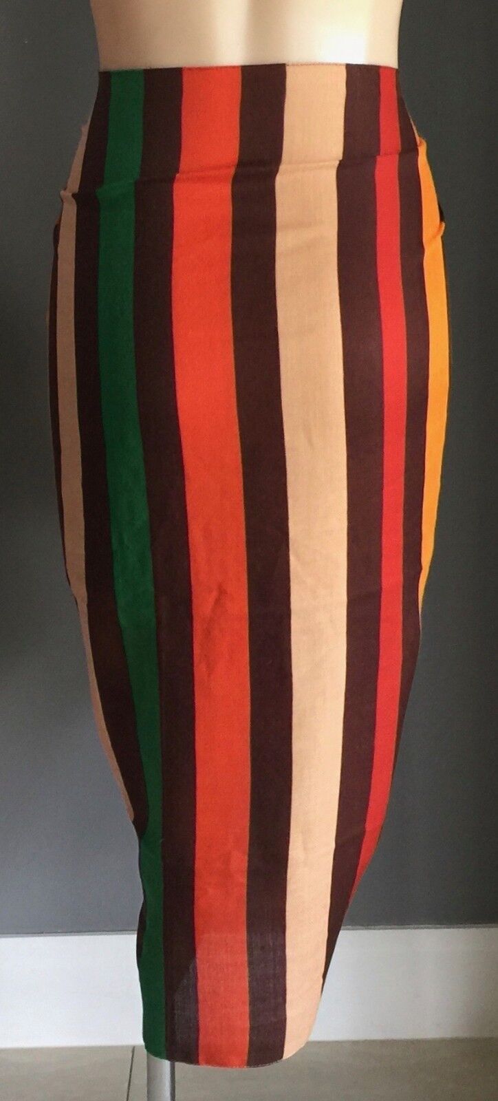 GREGORY LADNER Neck Wrap Scarf Bright Coloured Stripe 70's Print Shoulder Shawl