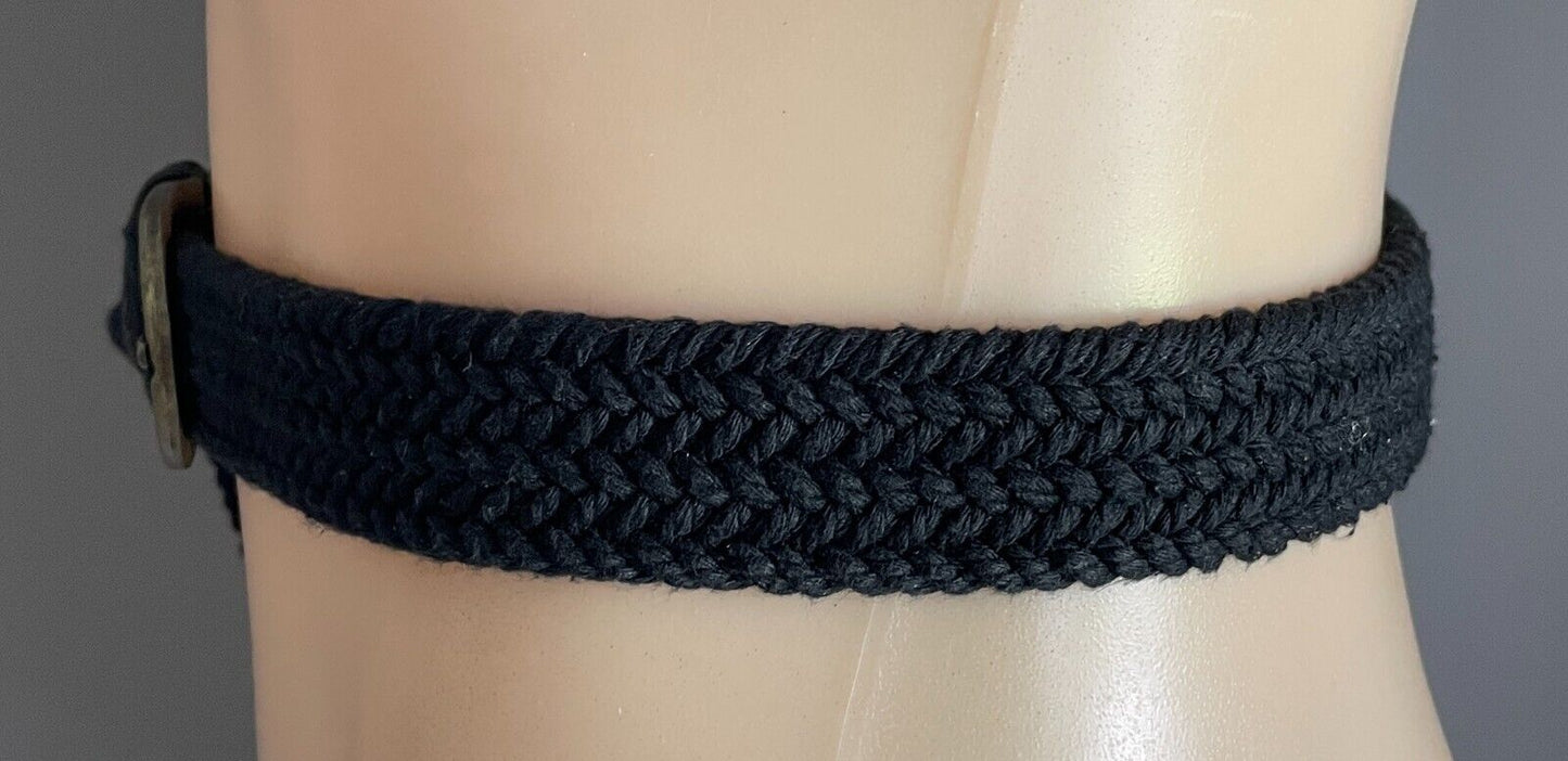 Woven Belt Black Cotton Cord 3cm Wide Total Length Of Belt 108cm
