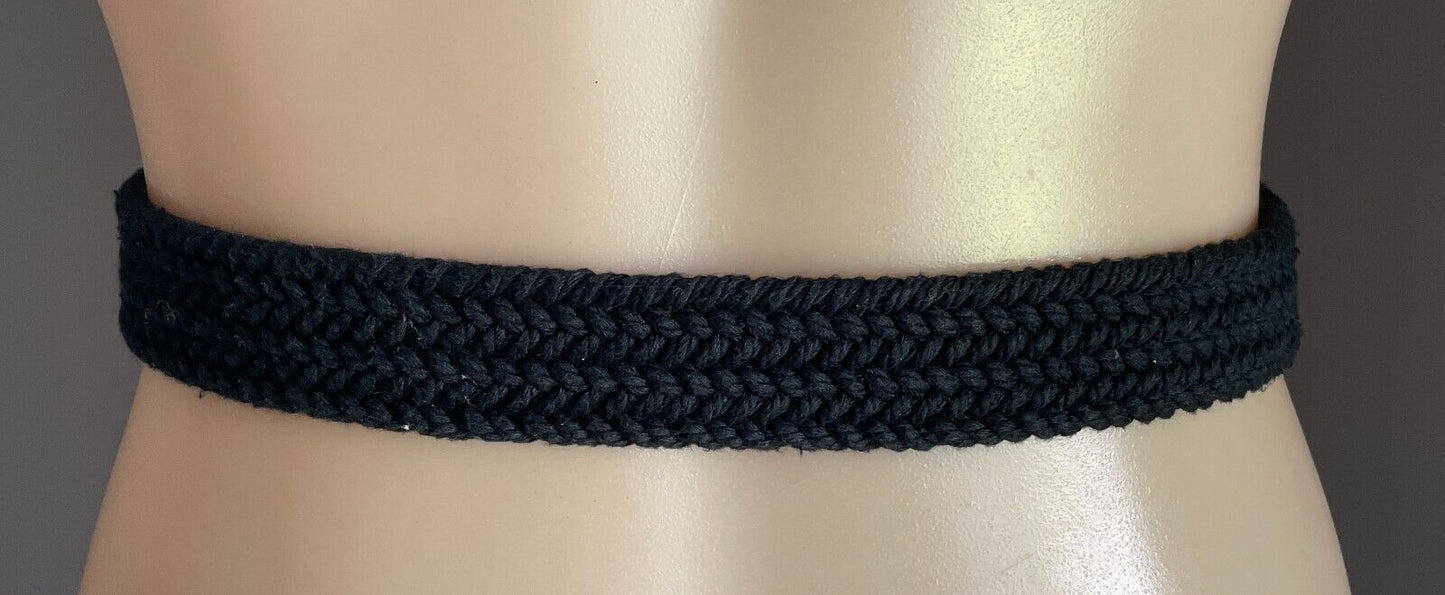 Woven Belt Black Cotton Cord 3cm Wide Total Length Of Belt 108cm