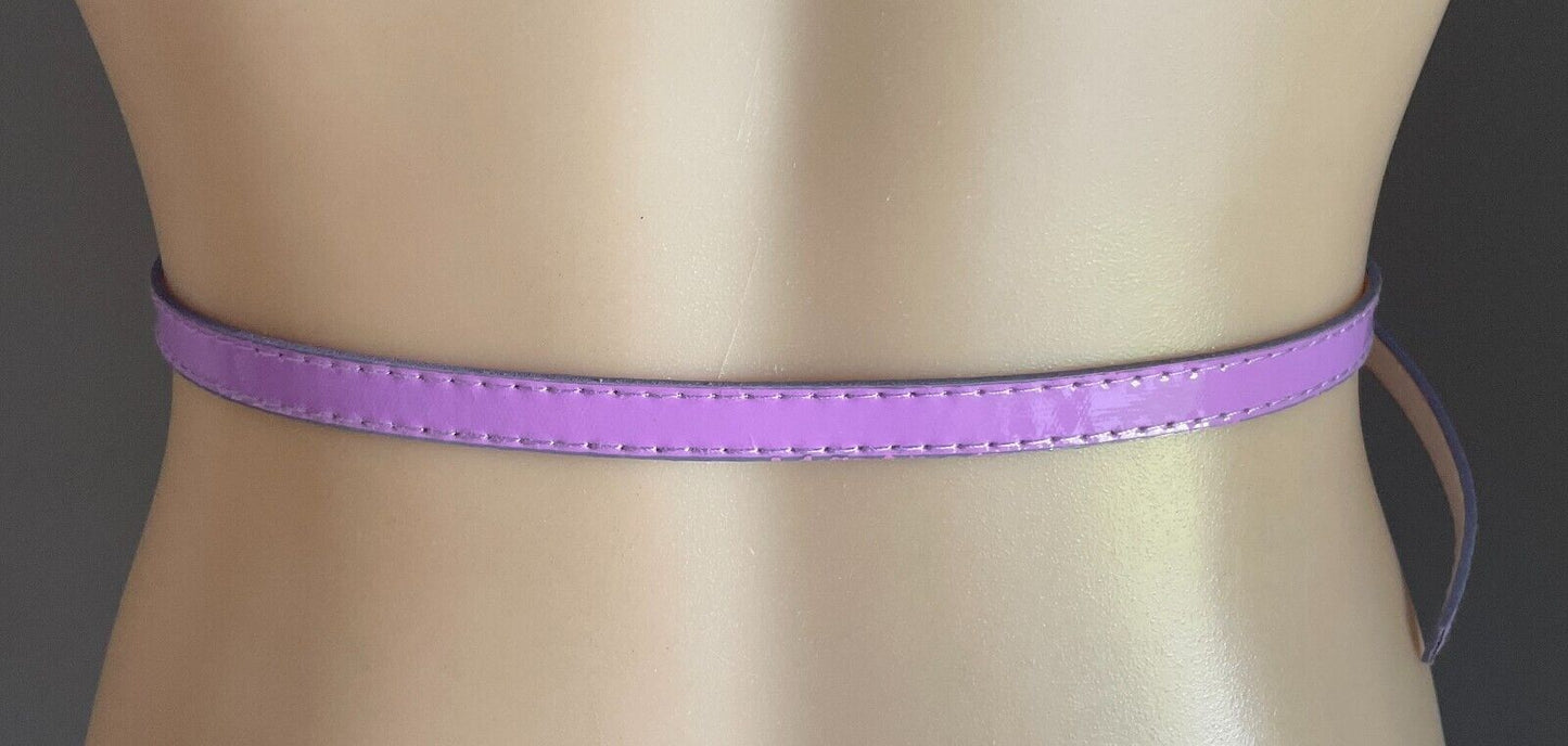 Lavender Patent PU 1cm Thin Belt Pleather Total Length Of Belt 96.5cm