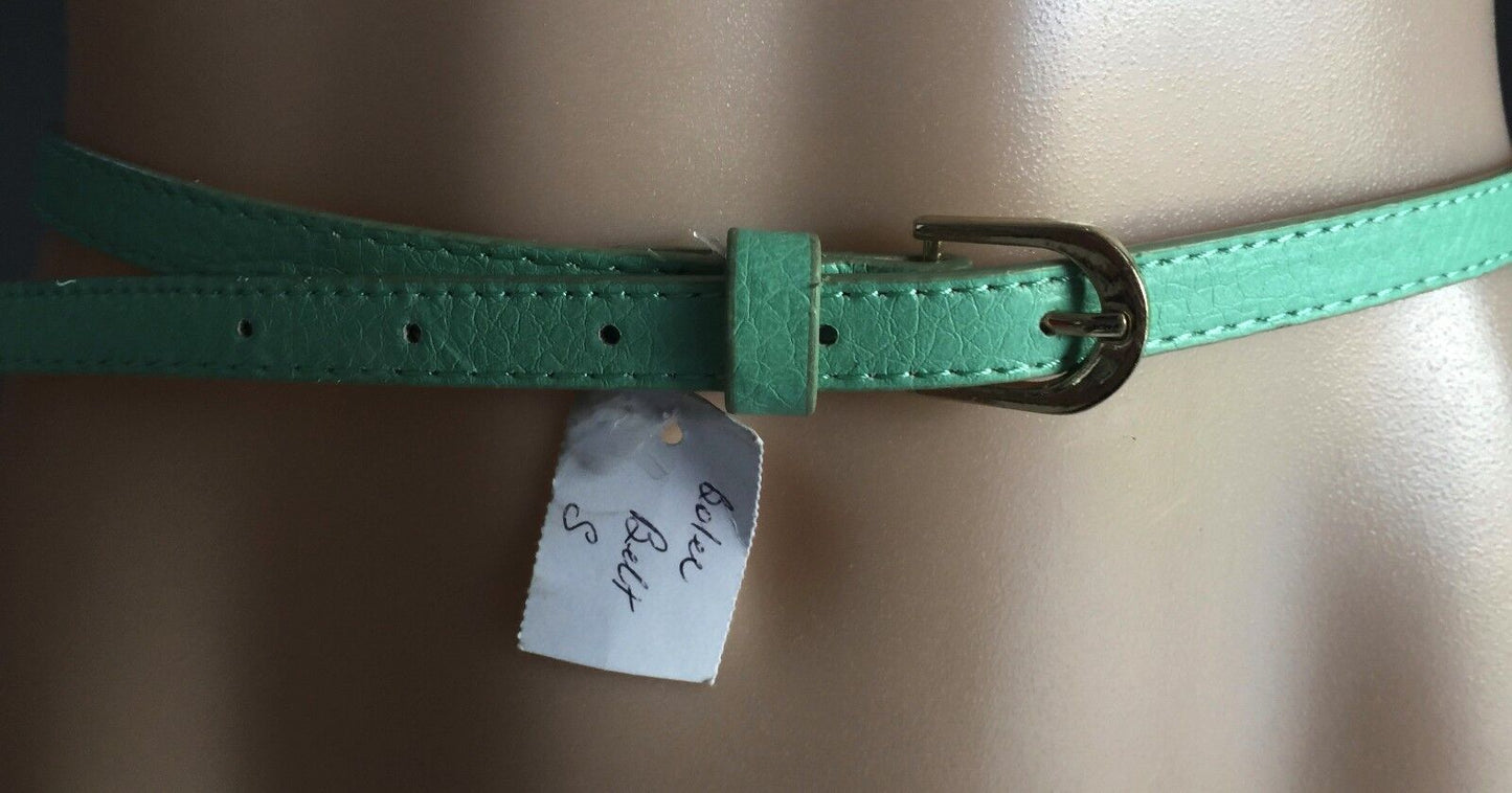 Thin Dress Belt Ladies 1.5cm Thin Mint Green Pleather Size 12 NEW