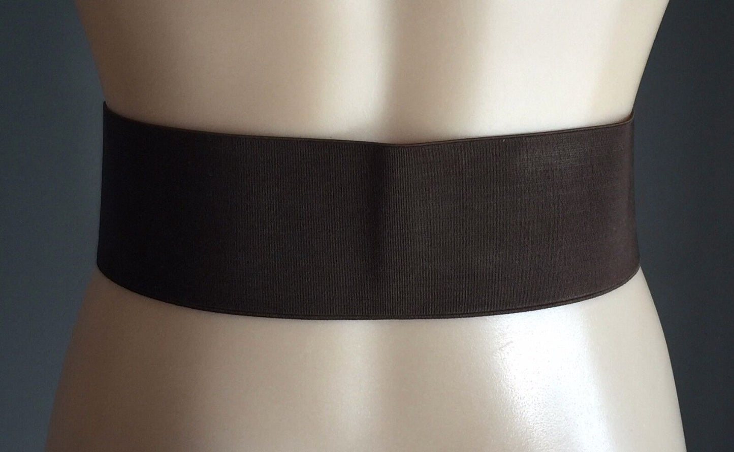 7.5cm Belt Brown Thick Elastic w Houndstooth Trim Ladies Size M 10 12 NEW