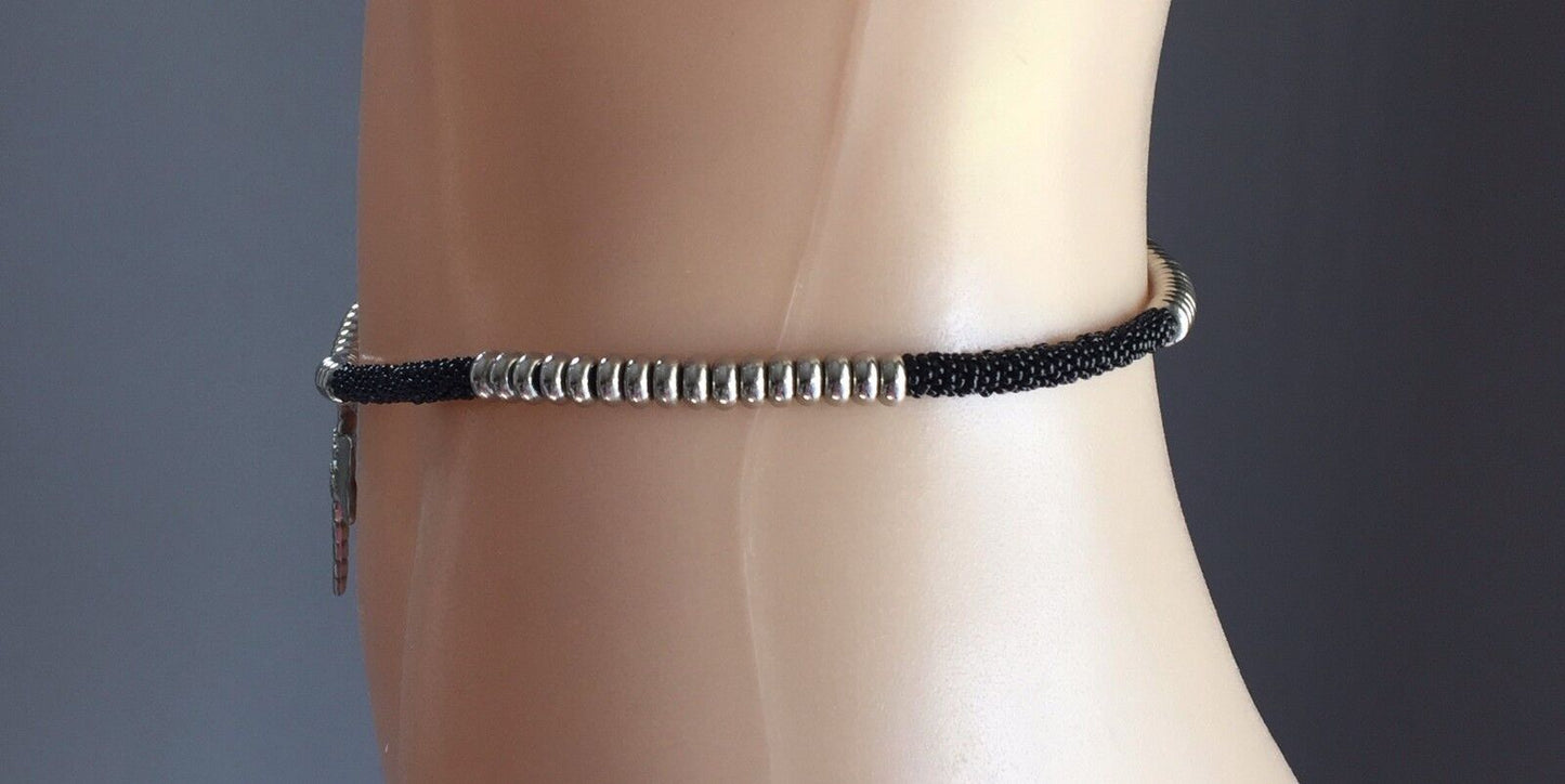 1cm Belt Retro Ladies Hanging Metal Dragon Fly Black & Silver Bead Size 10 - 14