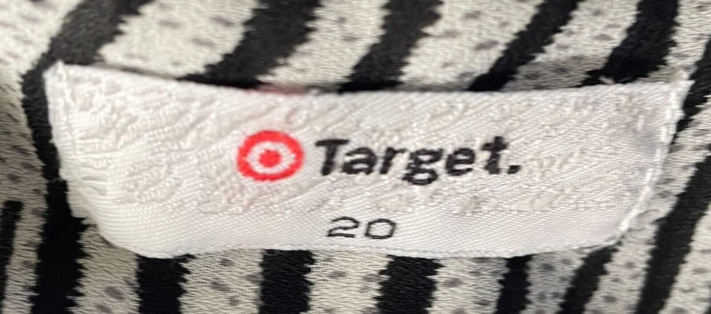 TARGET Top Black White Zebra Print Button Front Blouse Size 20 Collar Shirt
