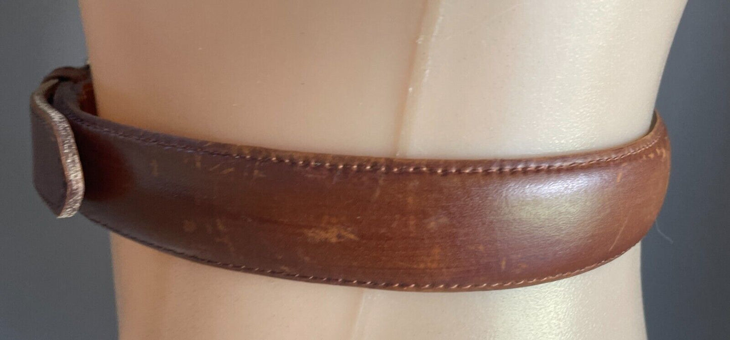 WEISS Tan Leather Belt 3cm Wide Size 12 To Fit Waist 70.5 - 77.5cm (2) Vintage