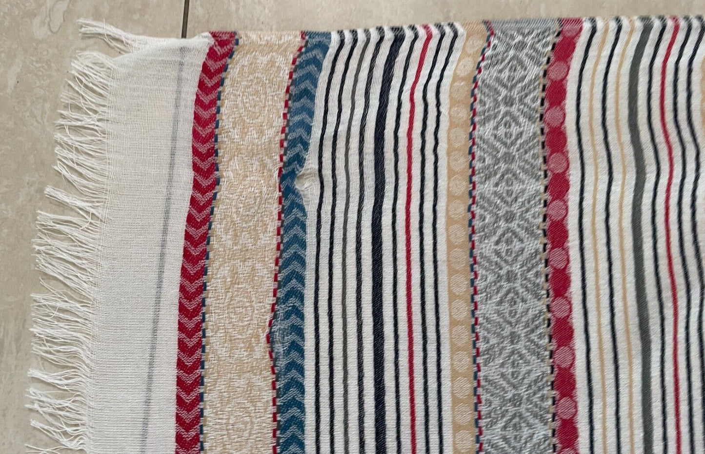 CINNAMON CREATIONS Neck Scarf Wrap Multi Colour Print Rectangle Fringe Trim NEW