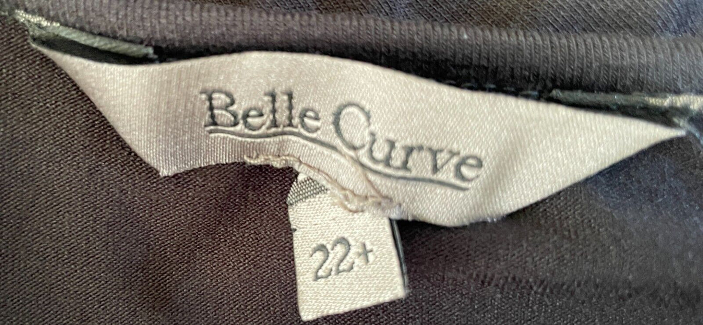 BELLE CURVE Top Black Extended Sleeve V-Neck T Shirt Tee Plus Size 22 +