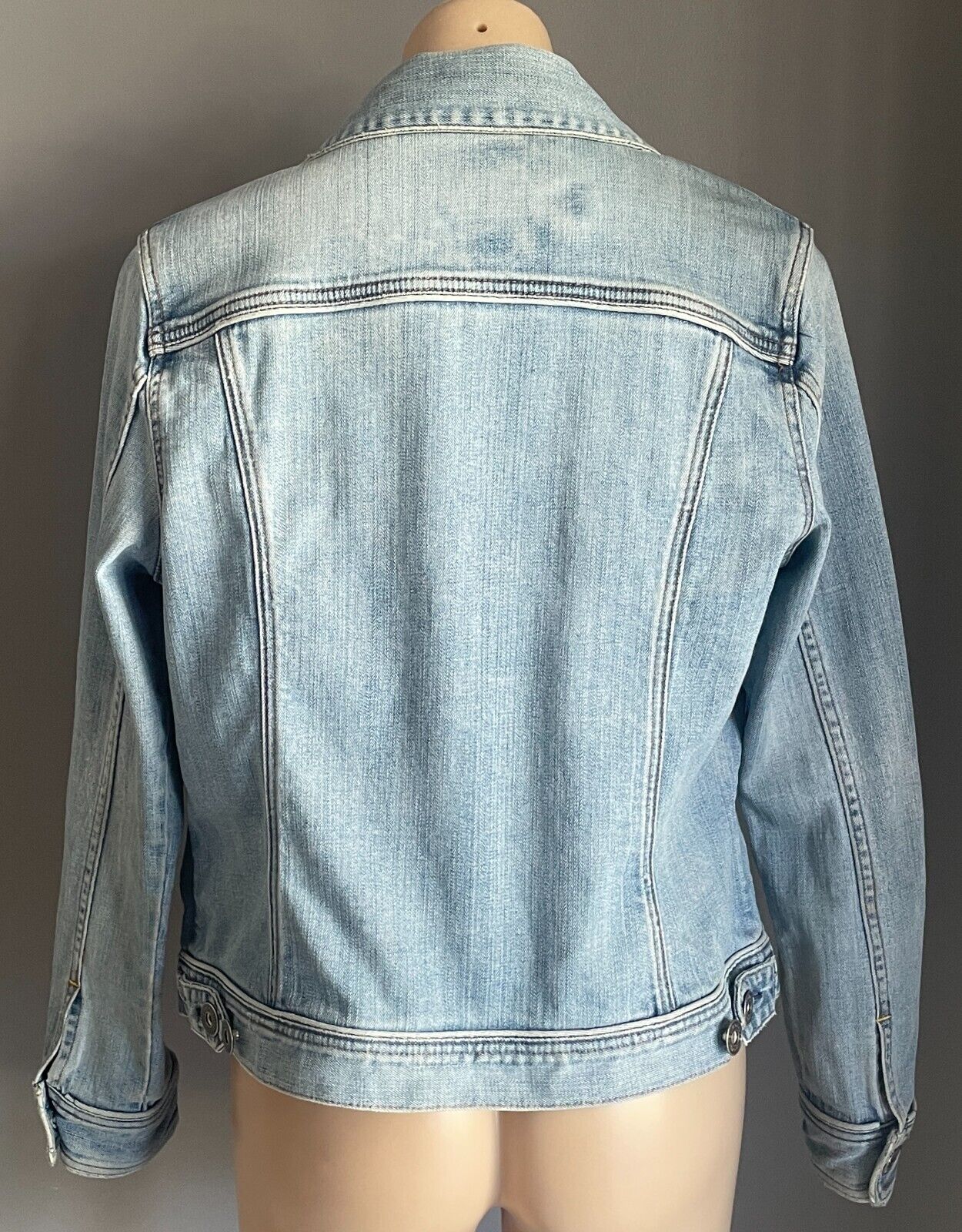 JAG Faded Denim Jacket Size 12 Classic Cut Long Sleeves Distressed Mens