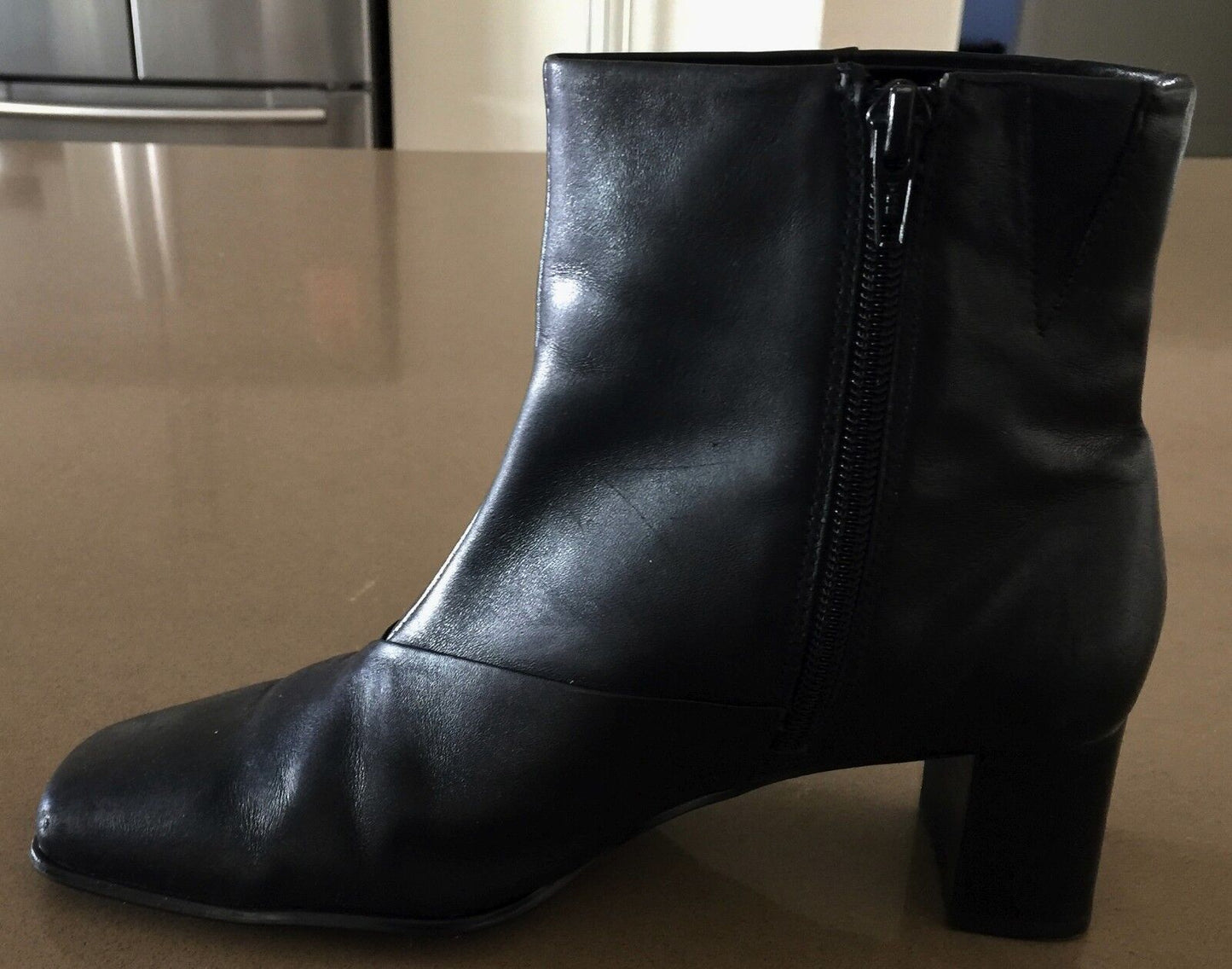 EASY STEPS "Mayday" Leather Ankle Boots Black Booties Ladies Size 5.5C