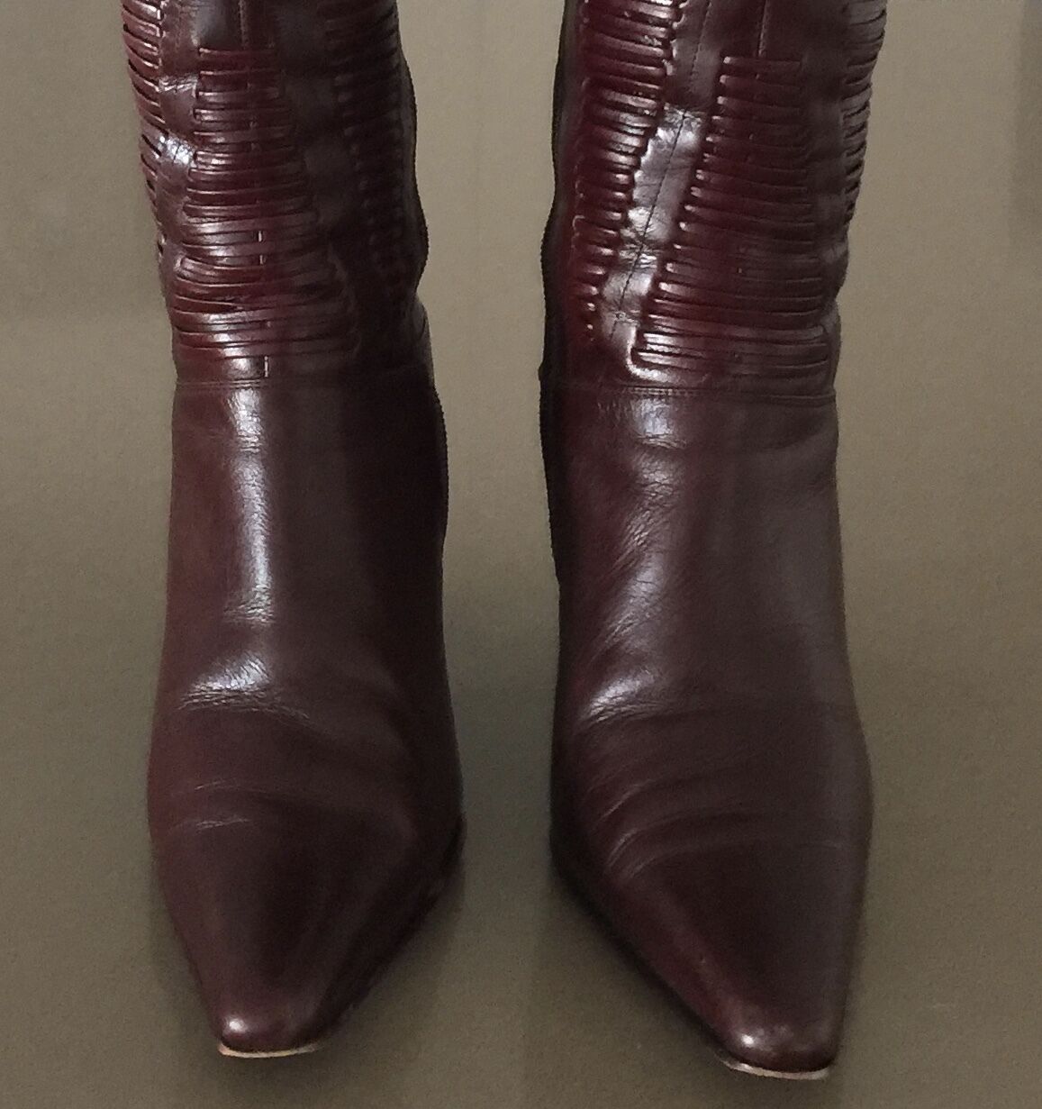Leather High Boots Rich Dark Tan Pointy Toes 9cm Heel Boots Ladies Size 36.5