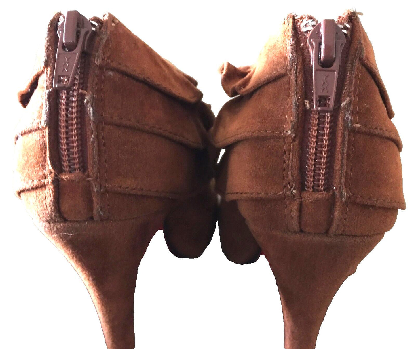 OKI Ankle Boots Tan Suede Look & Feel Stiletto Booties Ladies Size 35