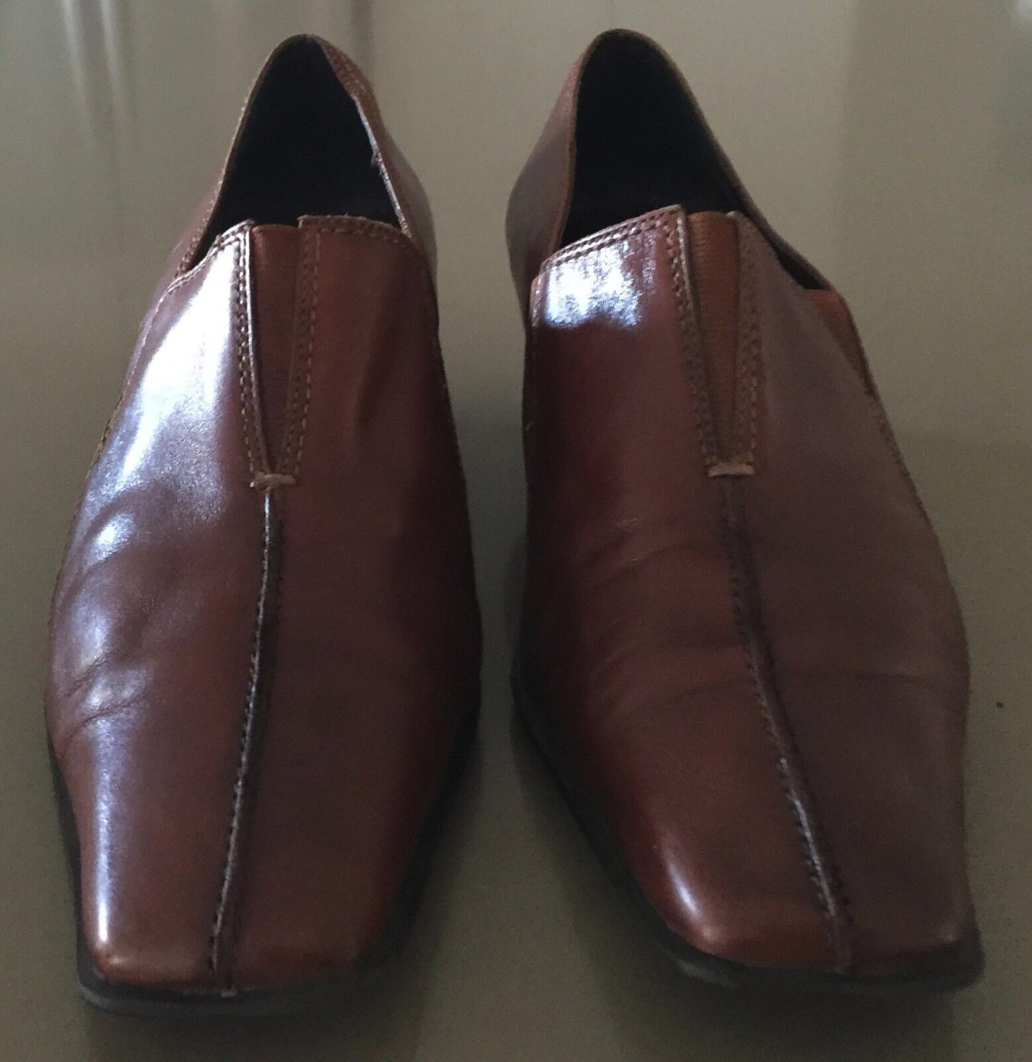 GINO VENTORI Loafer Shoes Rich Tan Leather Ladies Size 37 Italian Luscious