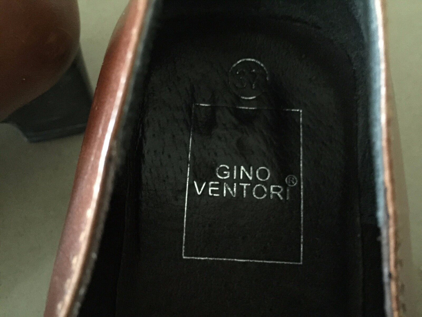 GINO VENTORI Loafer Shoes Rich Tan Leather Ladies Size 37 Italian Luscious