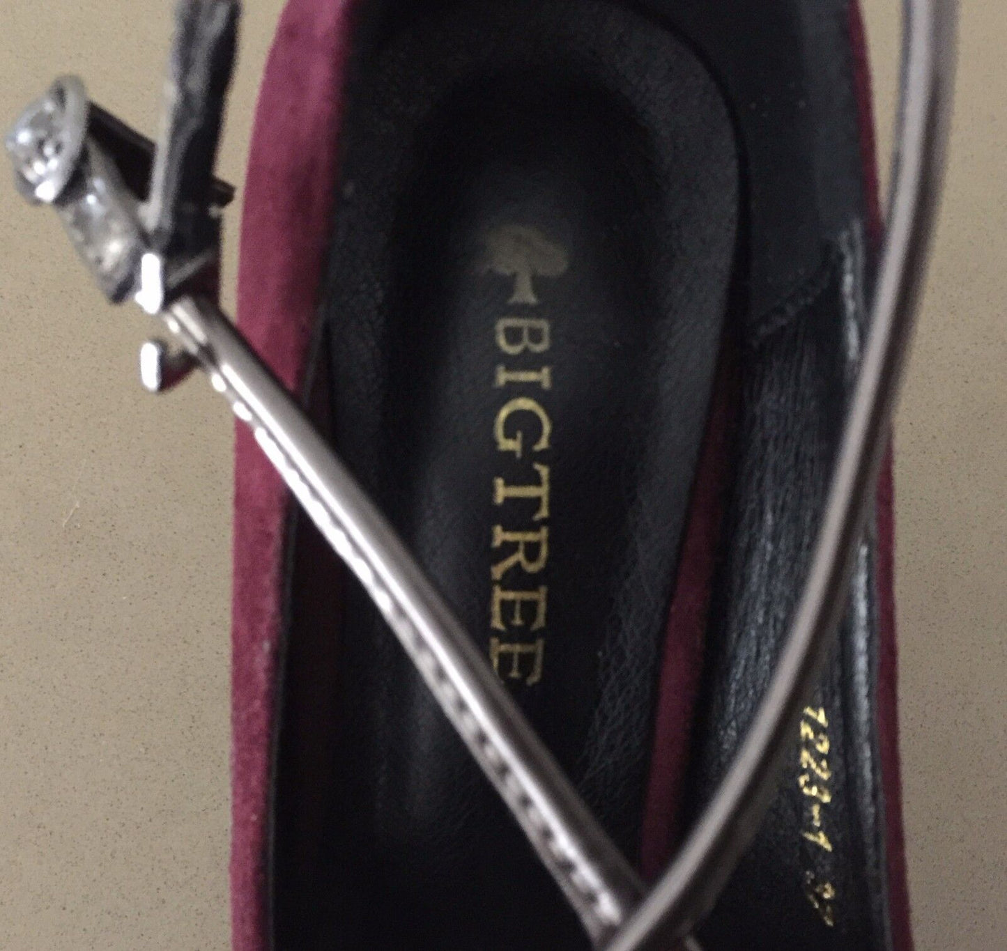 BIGTREE Stiletto Heels Shoes Plum & Bronze Ankle Strap Ladies Size 37 NEW